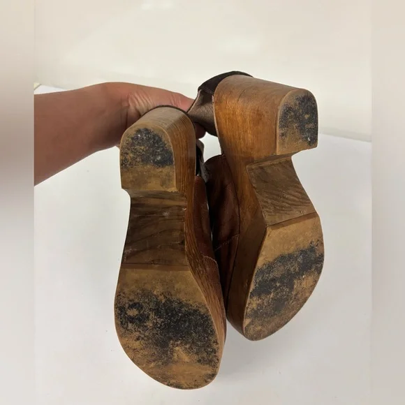 Free People Brown Leather Ankle Boots. Size 38 - Picture 6 of 8